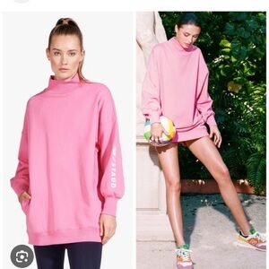 Staud x New Balance pink sweatshirt tunic/dress with pockets